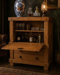 Vintage dubový barový kabinet